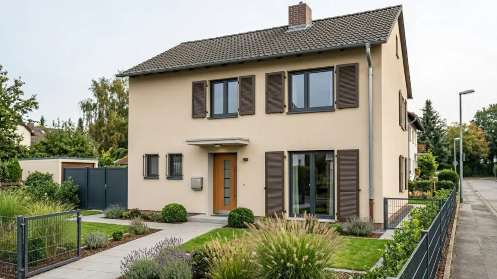 Modernes Einfamilienhaus, für das energetische Einzelmaßnahmen wie Dämmung und Fenstertausch geplant werden